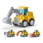 CARLORBO Digger Toy Cars for Toddlers - Pull Back Cars Toys, Press and Go Truck Toys for 18 Months to 2 3 4 5 Years,4 PCS ABS Engineering kids' Play Vehicles for Boys Girls Gift