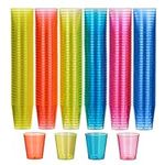 MATANA 600 Plastic Shot Glasses, Neon (30ml / 1oz) - Reusable - UV-Reactive - Jelly Shots, Sample Tasting Cups, Plastic Shot Cups for Parties, Birthdays, Weddings, Stag, Hen Parties