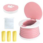 Travel Potty for Toddler, Portable and Foldable Toilet, Apply to Seat Emergency Toilet for Car, Camping, Outdoor, Indoor (pink)