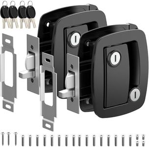 WELLUCK RV Door Lock Replacement with Paddle Deadbolt, 100% Metal Camper Door Latch Handle Lock, RV Entry Door Lock for Camper Horse Travel Trailer Cargo Hauler