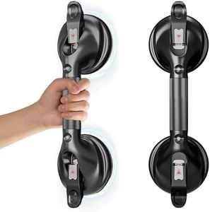 DAILYLIFE Grab Bars for Bathtubs and Showers, 15 inch Shower Handles for Elderly Suction, 300lbs Safety Shower Grab bar for Seniors and Elderly, Black(1 Pack)