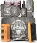 Viking Revolution Beard Kit for Men - Ultimate Gifts for Men - Metal Giftable Box Includes Boar Beard Brush, Beard Comb, Beard Balm, Beard Oil & Beard & Mustache Scissors - Beard Grooming Kit