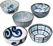 Saikai Pottery Traiditional Japanese Blue And White patterns Japanease Rice Bowls (5 bowls set) 31043 from Japan