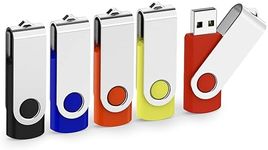 KEXIN 128GB Flash Drive 5 Pack USB Stick Thumb Drives USB 2.0 Memory Sticks Key Drive 128GB Zip Bulk Drives for PC, Laptop, 5 Color USB Drives Black Blue Red Yellow Orange