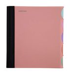 Mintra Office Durable PREMIUM Spiral Notebook, ((Salmon, 5 Subject (8.5in x 11in)), Fabric Covered Coils, No Snags, College Ruled, Adjustable PocketDividers, Ruler, Organization, School