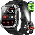 Blackview Military Smart Watch for Men (Answer/Make Call), 2.01" HD Outdoor Tactical Smartwatch with Flashlight/100 Day Battery/Compass/Heart Rate/SpO2/Sleep, 113+ Sports Fitness Watch for Android iOS