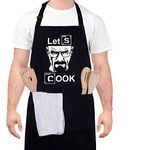 QINREN Men's Funny Letter Print Apron - Professional Waterproof Kitchen Apron with Double Pocket, Black (APRON)