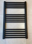 Greened House Milano Black Straight Heated Towel Rail W500mm x H800mm Flat Central Heating Towel Radiator