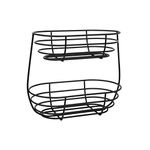 Spectrum Diversified Euro Arched Server Contemporary Stacked, 2-Tier Bowls for Modern Kitchen Counters, Sleek Fruit Basket Stand, Black