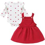 Asmea Baby Girl Clothes Newborn Baby Clothes Cute Baby Clothing Love Long Sleeve Ruffle Romper + Infant Overall Dress Baby Girl Gift Baby Girl Outfit Set 3-6 Months