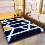 Roseate Mosaic Super Soft (40x60 cm) Microfibre 2000 GSM Bath Mat Super Absorbent Anti-Skid Door Mats for Home/Bathroom Mat/Bedroom/Kitchen/Floor Mat (Blue) Pack of 1