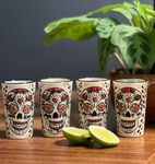 Tequila Shot Glasses, Handmade Tequila Gift Set Includes 4 Ceramic Mexican Shot Glasses. Unique Gifts for Tequila Lovers. Talavera shot glasses Made in Mexico.