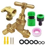 YAAVAAW Outdoor Tap Kit Garden Tap Hose Union Bib Tap 1/2inch BSP with Brass Wall Plate Fixture,Garden Outside Tap Hose Fitting Set,Brass Water Bibcock Tap IBC Tank Tap for Outside Wall Mounted