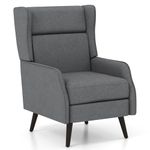 COSTWAY Modern Accent Chair, High Back Lounge Armchair Single Sofa with Removable Seat Cushion & Rubber Wood Leg, Upholstered Wingback Fireside Chair for Living Room Bedroom Office (Grey)