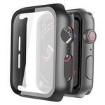 Misxi Black Hard Case Compatible with Apple Watch Series 5 Series 4 40mm with Screen Protector, Ultra Thin Hard PC Case Slim Tempered Glass Screen Protector Overall Protective Cover for iwatch Series 5/4