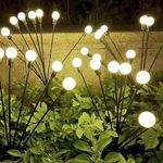 GIGAWATTS 4 Pcs Firefly 8 LED Solar Garden Light Automatic Waterproof Lawn Ground Diwali & Festival Decoration Lamp for Outdoor Indoor Backyards Pathways Campgrounds (Warm White)