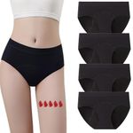 ZVZK Period Pants Heavy Flow Girls 30ML Absorb Cotton Knickers Briefs Underwear Mid Waist Hipster Menstrual Panties for teenage 8-18 Years (L, 4 BLACK)