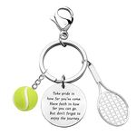 BNQL Tennis Keychain Gifts for Tennis Players Tennis Team Gifts for Tennis Lover Tennis Balls Keychain (silver), Silver, Large