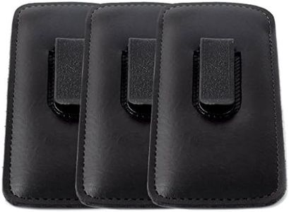 Calabria Half Slip Soft Grain Eyeglass Case 3 PACK BLACK Syn.Leather &Felt Lined, Black (3 Pack), Medium