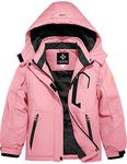 GEMYSE Girl's Waterproof Ski Snow Jacket Fleece Windproof Winter Jacket with Hood (Coral Pink,10/12)