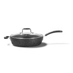 Starfrit The Rock 30cm (12") Non-Stick Jumbo Cooker Pan with Lid - Durable Forged Aluminum - Oven Safe - PFOA Free - Easy to Clean - Black