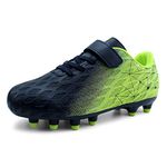 brooman Kids Firm Ground Soccer Cleats Girls Boys Athletic Football Shoes (1 JA,Navy Lime)