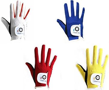 Golf Gloves Junior Kids Youth Toddler Boys Girls Left Hand Right Hand Dura Feel White Blue Red Yellow Golf Glove Extra Value 2 Pack Age 4-11 Years Old (X-Large(Age 9-10) Red, Worn on Right Hand)