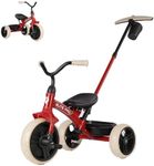 Toddler Tricycles for 3 to 6 Year olds,2 in 1 Kid's Trikes Bike with Push Handles Adjustable & Removable, Push Bike with Toy Storage Basket for Boys & Girls Tricycle Gift (Red)