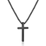 Ursteel Cross Necklace for Men, Silver Black Gold Stainless Steel Cross Pendant Necklace for Men, 16-30 Inches Box Chain, Metal
