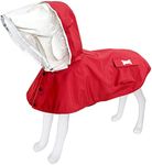 Dog Raincoat,Waterproof Rain Poncho with Hoodie, High Reflective Adjustable Pet Rain Jacket with Leash Hole for Small Medium and Large Dogs (Red, Medium)