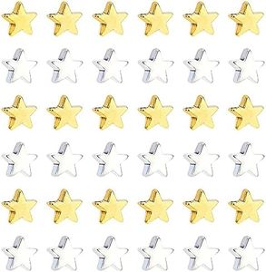 100 Piezas Abalorios de Estrella, 6mm Cuentas Espaciadoras, Cuentas de Metal, Chapado en Oro de 14 K, Latón, Duradero, Agujero 1.5 mm, Para Collares, Pulseras, Pendientes Hechos a Mano (Oro, Plata)