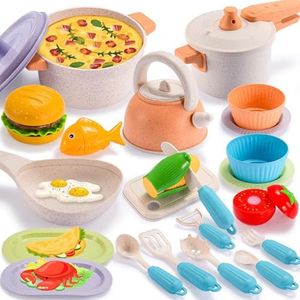 Dromlag Cocina Juguete,Cocinita Infantil Cozinha Criança Accesorios Cocina Juguetes Utensilios Cocina Juguete Juego de Ollas y Sartenes Regalo para Niñas Niños 3 4 5 Años Cocina para Niños Accesorios