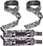 Rip Toned Lifting Straps + Wrist Wraps Bundle (1 Pair of Each) 13" Wraps for Weightlifting, Xfit, Workout, Gym, Powerlifting, Bodybuilding, Strength Training - Men & Women (Gray Camo)