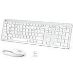 Wireless Keyboard and Mouse Set, iClever Keyboard and Mouse Rechargeable Full Size with Numeric Keypad, Energy Saving 2.4G USB Ultra Slim Silent Wireless Keyboard for Mac OS/Windows/Computer/Laptop