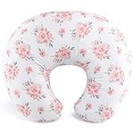 The Peanutshell Pink Floral Nursing Pillow for Breastfeeding, Pillow & Nursing Pillow Cover for Baby Girls