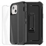 AICase for iPhone 13 Case with Belt-Clip Holster, Screen Protector, Heavy Duty Protective Phone Case, Military Grade Full Body Protection Shockproof/Dustproof/Drop Proof Rugged Tough Durable Cover