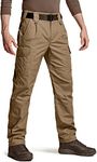 CQR Men's Tactical Hiking Work Trousers, Water Repellent Ripstop Cargo Trousers, Lightweight EDC Outdoor Camping Walking Trousers, Duratex Ripstop Coyote, 38W / 34L