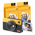 KODAK Mini Shot 2 Retro 4PASS 2-in-1 Instant Camera and Photo Printer (2.1x3.4 inches) + 68 Sheets Bundle (8 Initial Sheets + 60 Sheets Pack), Yellow