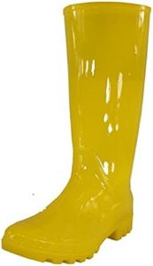 Shoes8teen Womens Classic Rain Boot with Buckle (10, Yellow Rain)