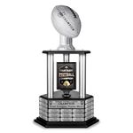 TrophySmack Perpetual Fantasy Football Trophy - Customizable Championship Trophy Award Winner | Free Engraving up to 19 Years Past Winners, 26 Inch Tall (Silver)