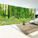 Animals And Forest Wall Wallpaper, Removable High Resolution Pictures Art Decor Paintings, Self-Adhesive 3D Mural For Dining Room Sofa Background Wall Living Room(66"Hx96"W)