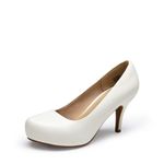 DREAM PAIRS Tiffany Women's New Classic Elegant Versatile Low Stiletto Heel Dress Platform Pumps Shoes White Pu Size 9