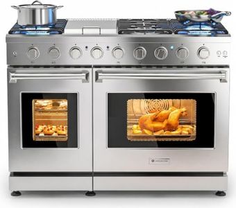 AAOBOSI 48 Inch Professional Freestanding Double Gas Range Ovens, 93,000BTU