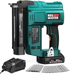 NEU MASTER Nail Gun Battery Powered, 18 Gauge 2 in 1 Cordless Brad Nailer/Staple Gun with 2.0Ah Li-ion Battery, 1000pcs Nails and 500pcs Staples Included, for Home Improvement, Woodworking