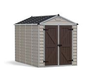 Canopia by Palram SkyLight Shed Durable Storage Grey with Shelf (6x10, Tan)