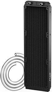 DIYhz Water Cooling Computer Radiator, 12 Pipe Aluminum Heat Exchanger Liquid Cooling Radiator Heat Sink 360mm for CPU PC Laser Water Cool System DC12V Black with Tube