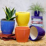 PLANTORI Small Ceramic Flower Pots | 4 Inch Plant Pots for Home Decoration | Set of 4 Planters