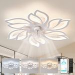 Ceiling Fans with Lights and Remote White, Fan Light Ceiling Quiet DC Motor 6 Speed, Ceiling Fans with Lamps Summer Winter Dimmable with Timer for Bedroom, Kitchen