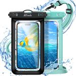 JETech Waterproof Phone Pouch, Water Proof Case for iPhone 16 15 14 13 Pro Max Plus, for Samsung Galaxy S24 S23 Ultra and Others up to 7.2 Inch, IPX8 Dry Bag with Lanyard, 2 Pack (Black+Green)