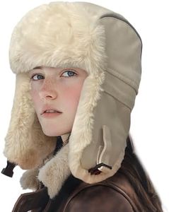 CLAPE Men Winter Warm Windproof Faux Fur Russian Trapper Hat with Ear Flaps, Outdoor Hunting Ski Ushanka Hat for Cold Weather